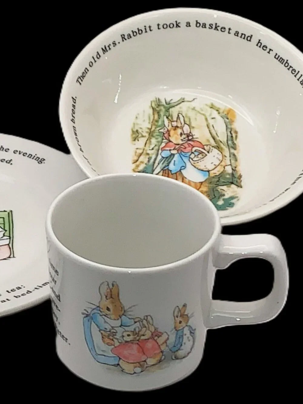 1991 Peter Rabbit‎ Beatrix Potter Wedgwood Child's Set Mug Plate Bowl NOS in Box